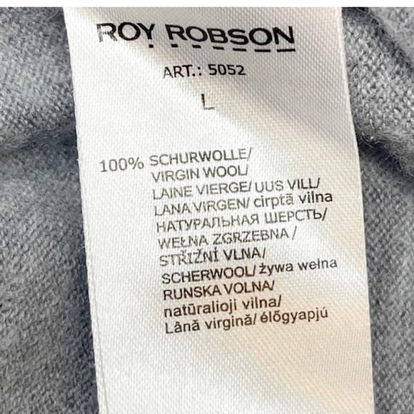 ROY ROBSON Men’s Gray V-Neck Merino Wool SHAPE FIT Pull Over Sweater Size Large - Picture 5 of 8